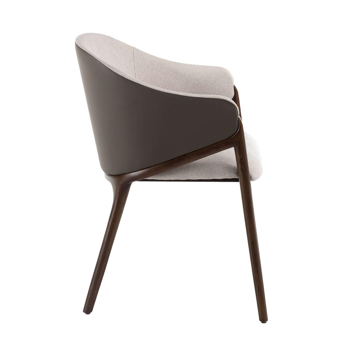 STUHL Kunstleder aus beigem Stoff und dunklem Nerz 56/60/78 cm - Fango/Beige, Leder/Holz (56/78/60cm) - ANGEL CERDA