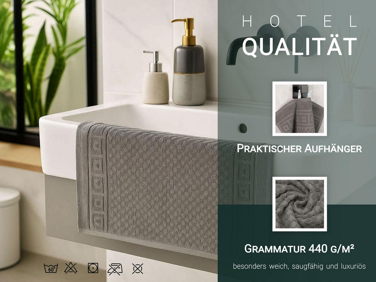 GÄSTETÜCHER, 10er-Set, 30x50 cm, 100% Baumwolle, Grau - Anthrazit, Textil (30/50cm) - Zollner