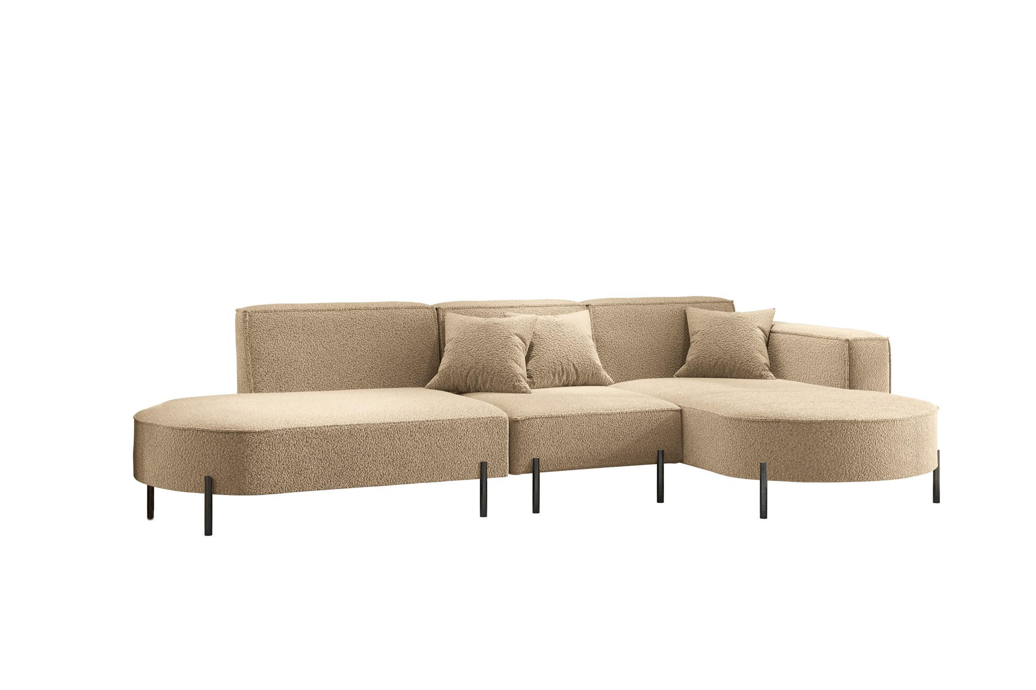 ECKSOFA Valencia - Hellbraun, Holzwerkstoff/Textil (321/165cm) - Fun Möbel