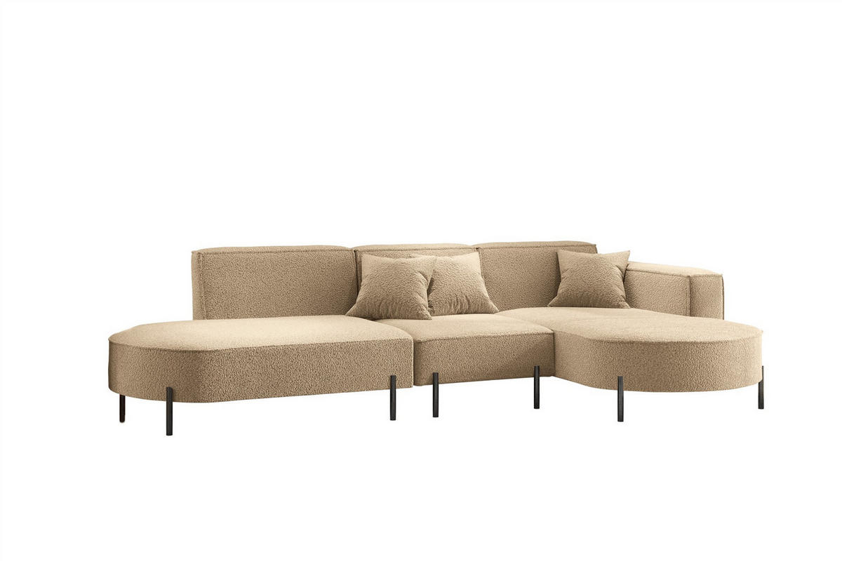 ECKSOFA Valencia - Hellbraun, Holzwerkstoff/Textil (321/165cm) - Fun Möbel