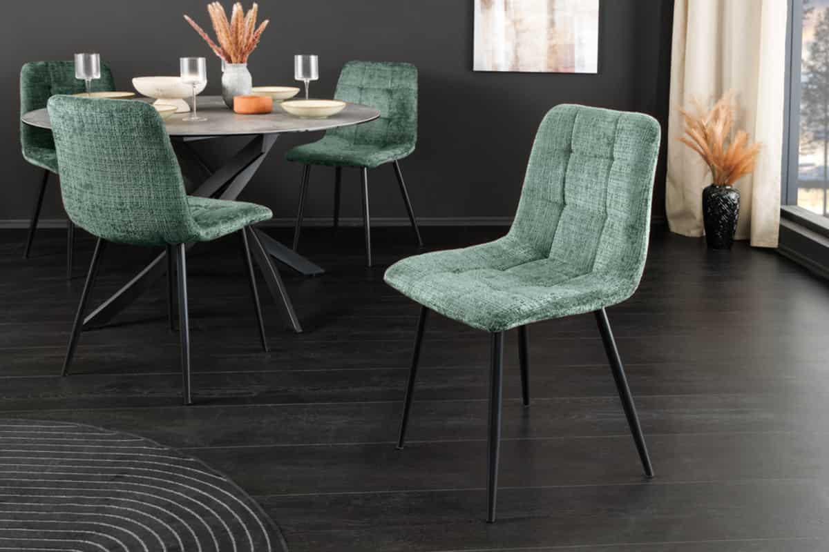 STUHL TRES CHIC Chenille Grün 90 cm - Schwarz/Grün, Kunststoff/Textil (54/88/44cm) - riess-ambiente