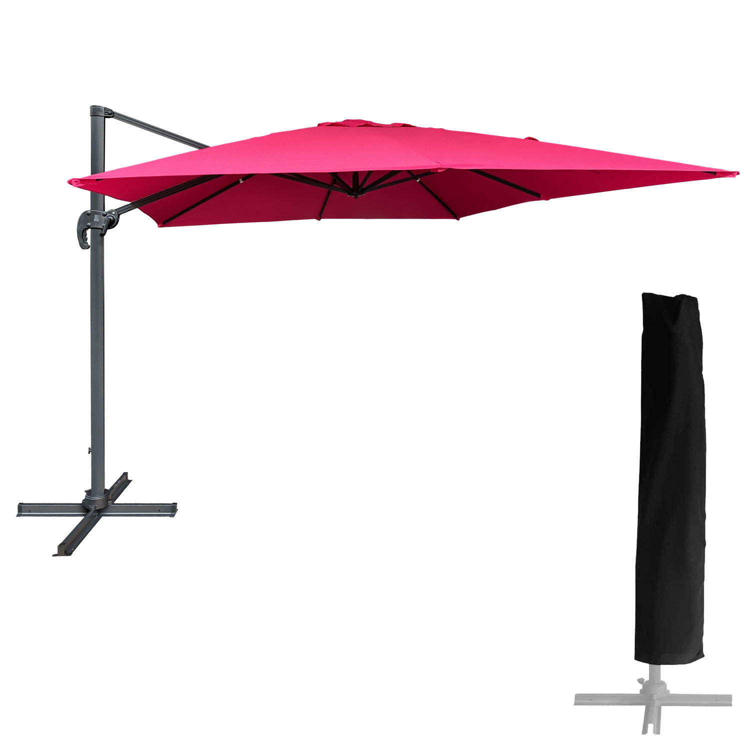SONNENSCHIRM Molokai Fuchsia 300/300 cm - Rosa, Textil (300/300cm) - Happy Garden