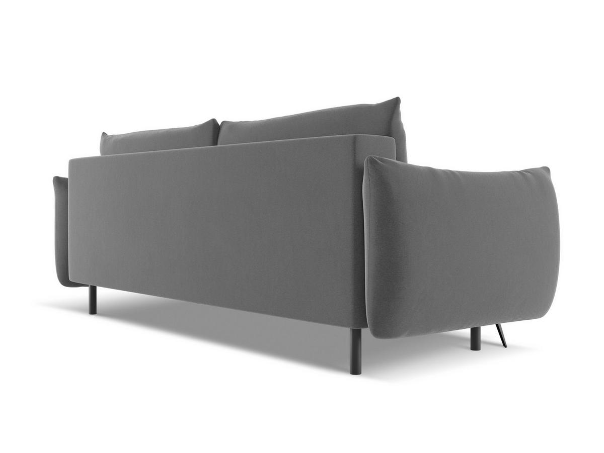 3-SITZER SOFA mit Schlaffunktion Samt Stoff Grau - Schwarz/Grau, Textil/Metall (230/86/105cm) - Makamii