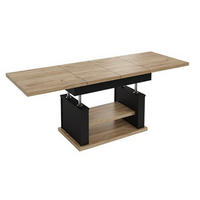 COUCHTISCH rechteckig Eiche Gold - Schwarz ausziehbar höhenverstellbar - Eichefarben/Schwarz, Holzwerkstoff (70/120/60cm) - designimpex