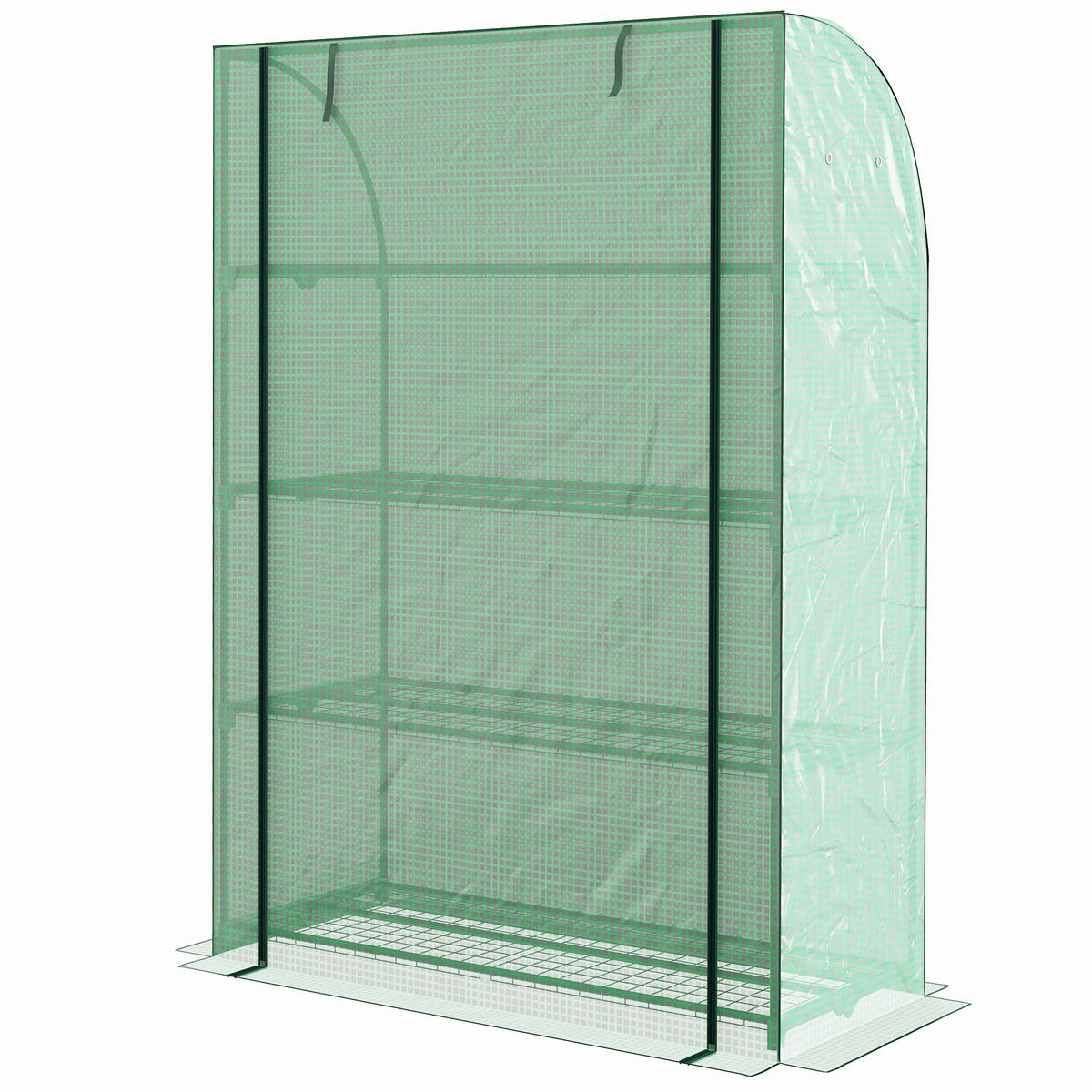 GEWÄCHSHAUS DE-11974 4 Etagen mit Rolltür & verstärkter PE-Bache Grün - Grün, Kunststoff (50/170/120cm) - ComfortXL
