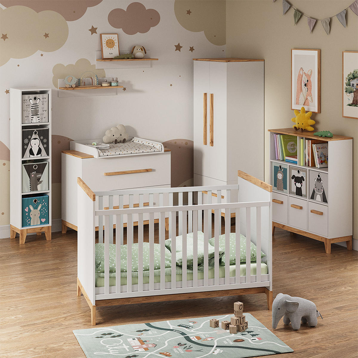 KINDERREGAL Malia Weiß/Artisan 98.4 x 113.4 cm - Weiß, Holzwerkstoff (98.4/113.4/32.6cm) - VitaliSpa