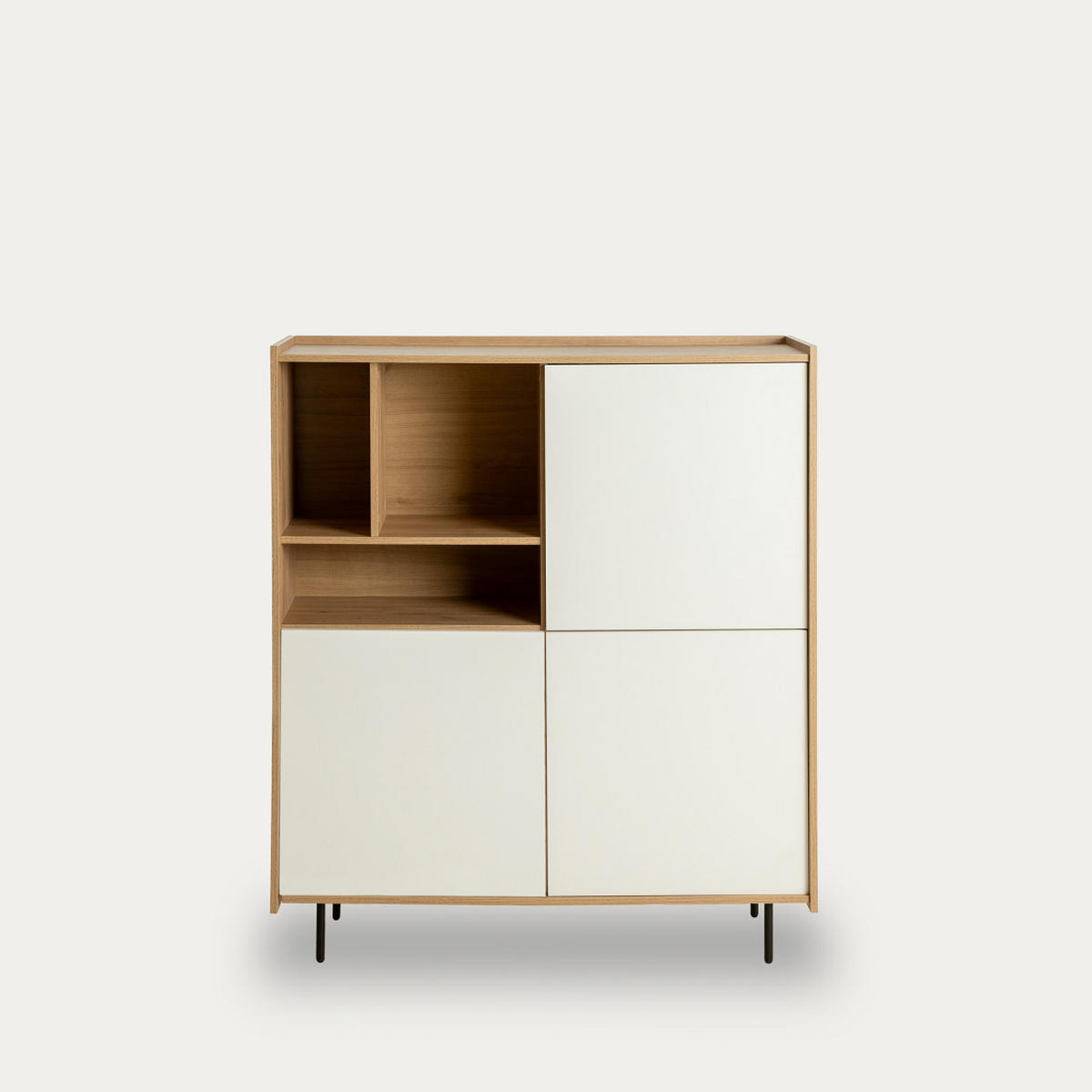 HIGHBOARD Nadine Natur - Weiß 120 cm x 138 cm - Braun, Holzwerkstoff (120/138/41cm) - Kenay Home