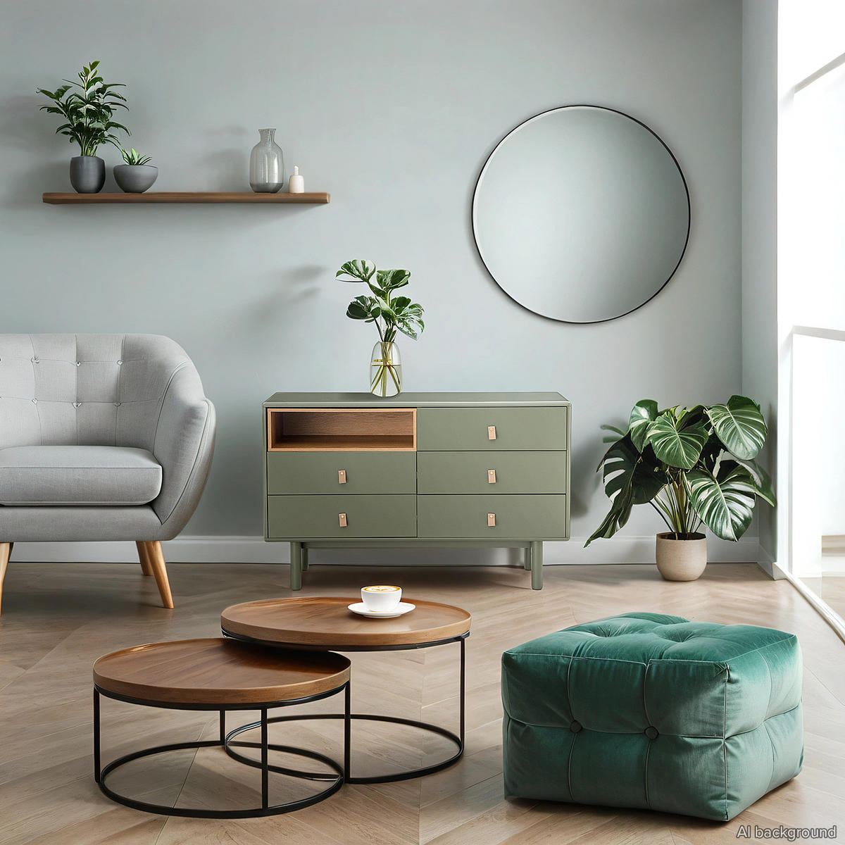 SIDEBOARD - 120 cm - Olivgrün, Holz/Holzwerkstoff (120/75/40cm) - home24