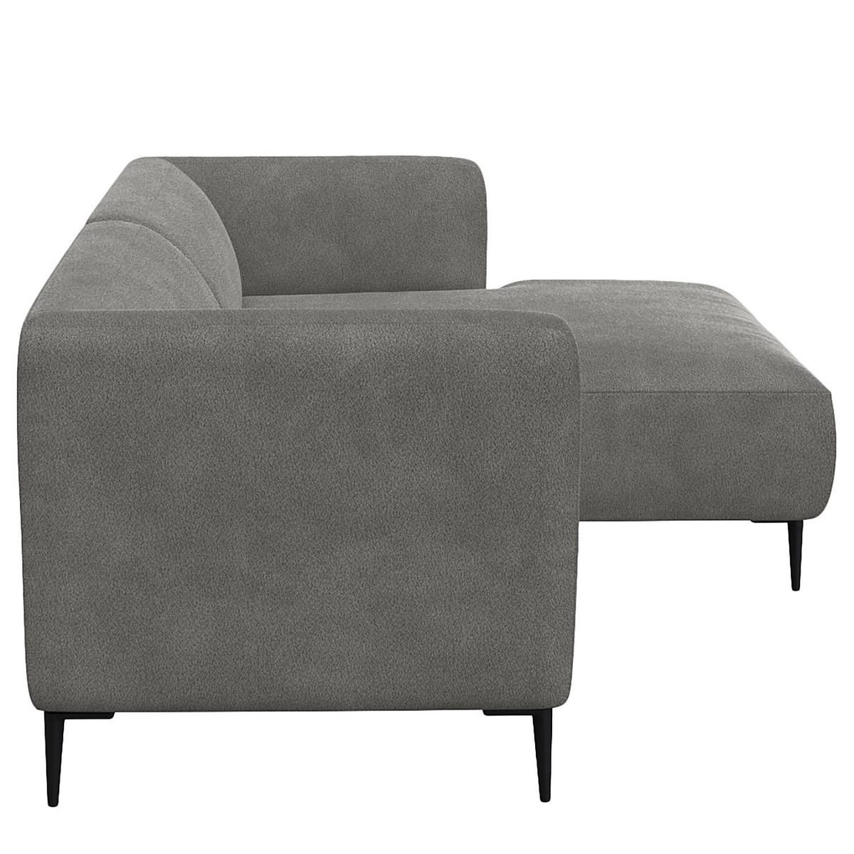1,5-SITZER ECKSOFA mit Longchair - Schwarz/Grau, Textil/Metall (211/148cm) - home24