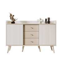 SIDEBOARD 117,5/39,5/79 cm mit 2 Schiebetüren & 3 Schubladen in Weiß/Holz - Weiß, Holzwerkstoff (117/80/70cm) - BEAOK