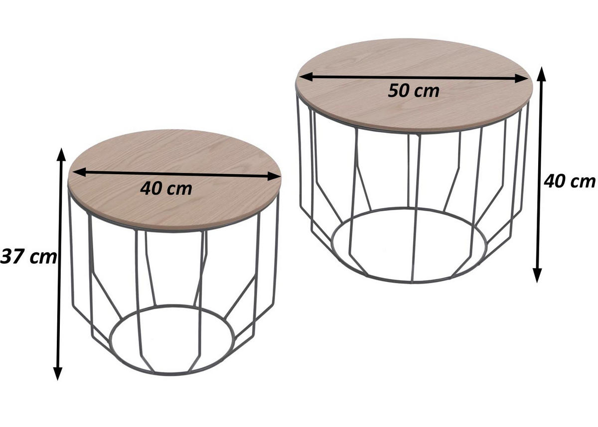 MIZA za kavč okrogla Rjava, Črna - črna/rjava, les (50/50/40cm) - MCW