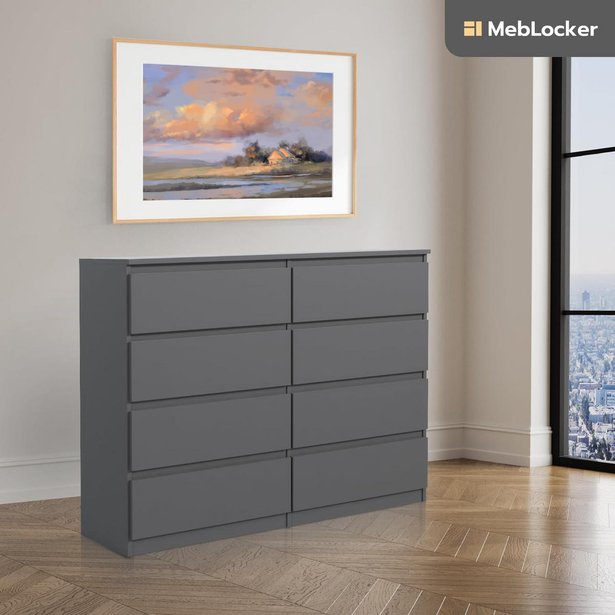 KOMMODE mit Schubladen Anthrazit 120x101,5x39 cm - Anthrazit, Holzwerkstoff (120/101/39cm) - MebLocker