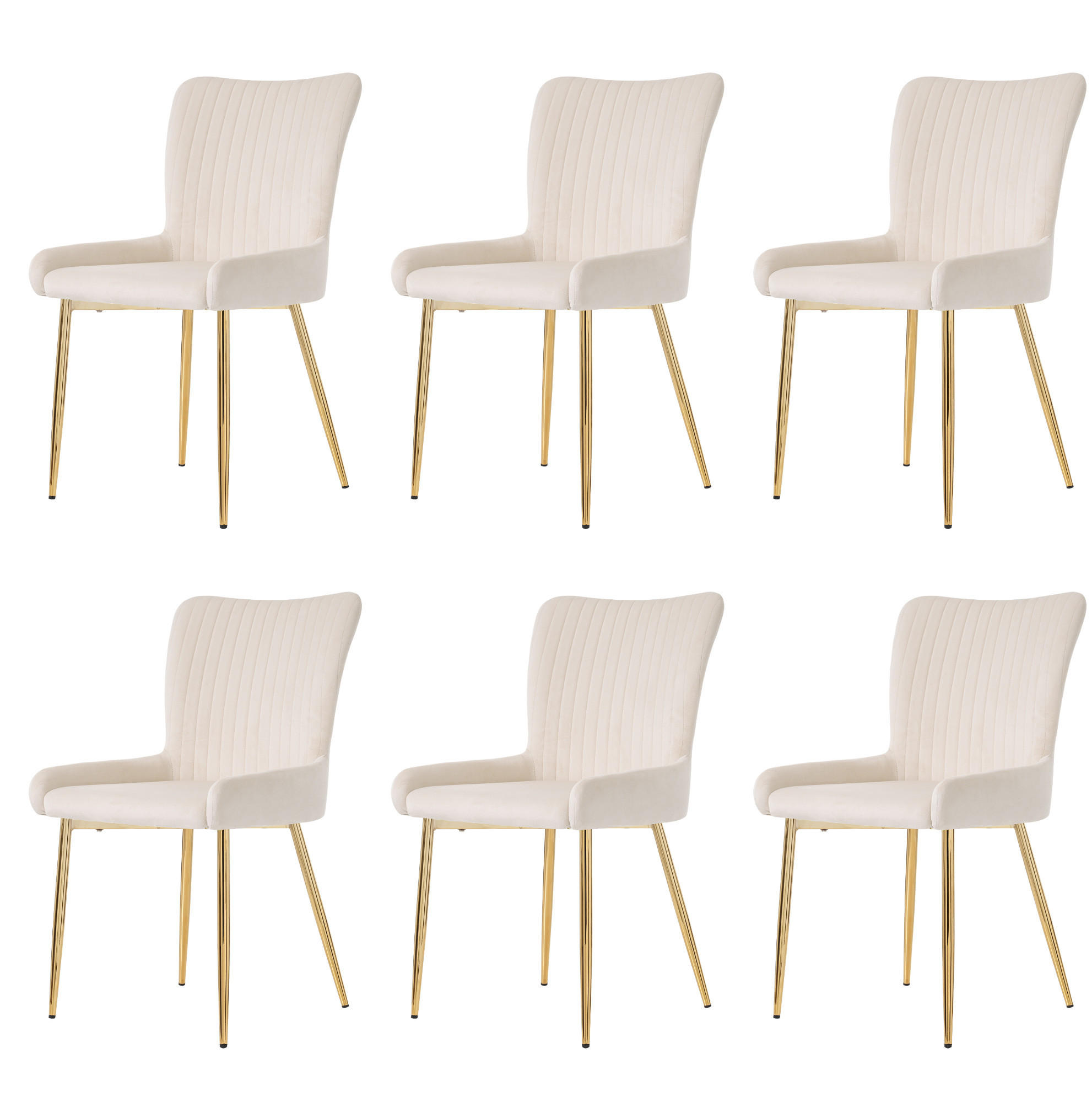 ESSZIMMERSTUHL 6er-Set Samt mit Metallbeinen Beige - Beige, Metall (47/85/58.2cm) - Meubliv