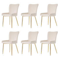 ESSZIMMERSTUHL 6er-Set Samt mit Metallbeinen Beige - Beige, Metall (47/85/58.2cm) - Meubliv