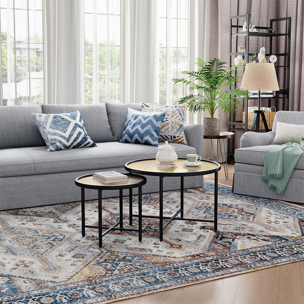 BEISTELLTISCH-SET Winnipeg Holz 62 x 62 cm 2 Teile - Schwarz/Naturfarben, Holzwerkstoff (62/62/44.5cm) - Vicco