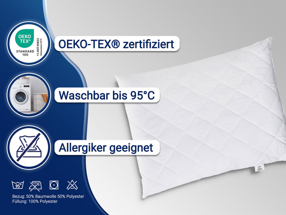 KISSEN, 70x90 cm, 50% Polyester, 50% Baumwolle, Weiß - Weiß, Textil (70/90cm) - Zollner
