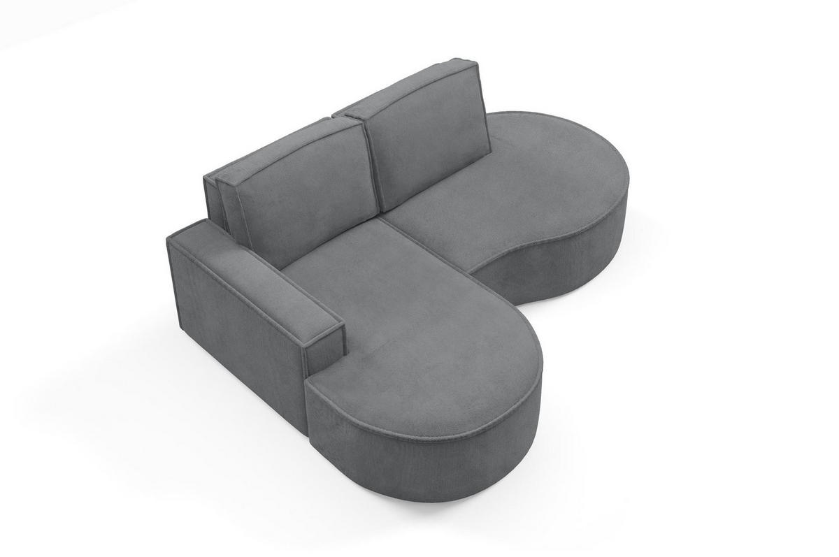 ECKSOFA Flow Graphit, mit Kissen in Curio Stoff, linke seite - Graphitfarben, Holzwerkstoff/Textil (210/157cm) - Bettso