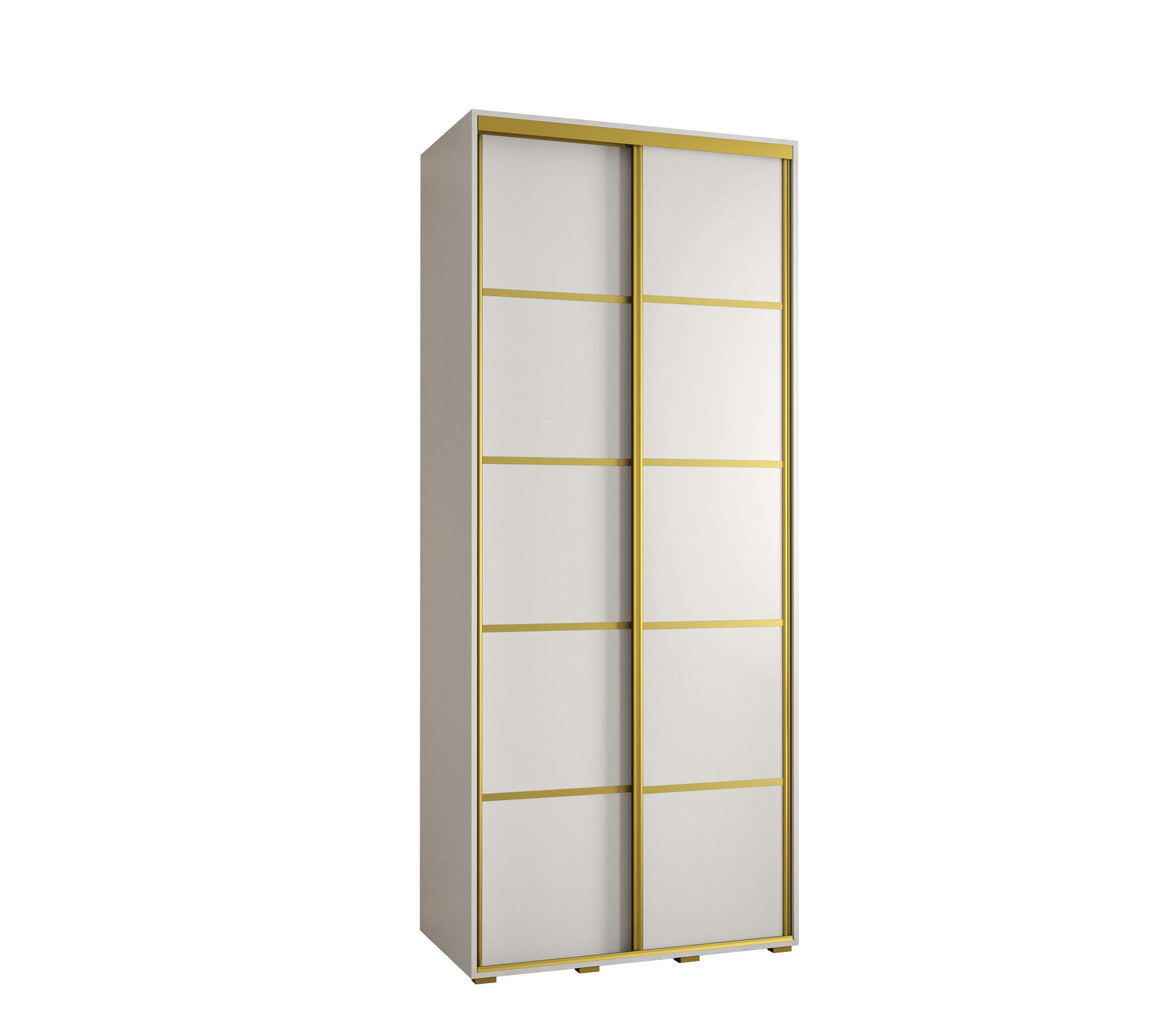 Abiks Möbel Schwebetürenschrank Weiß, Weiß, Gold 110x235x60 cm