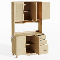 BUFFET 100/40/183 cm Natürlich mit App-gesteuerte LED-Deko-Lichter 3 Schubladen - Naturfarben, Holz (100/183/40cm) - Oxeza