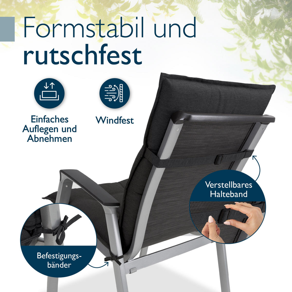 NIEDERLEHNER Sun-NL 105x50x8cm Anthrazit (7tlg) - Anthrazit, Textil (50/100cm) - Beautissu 