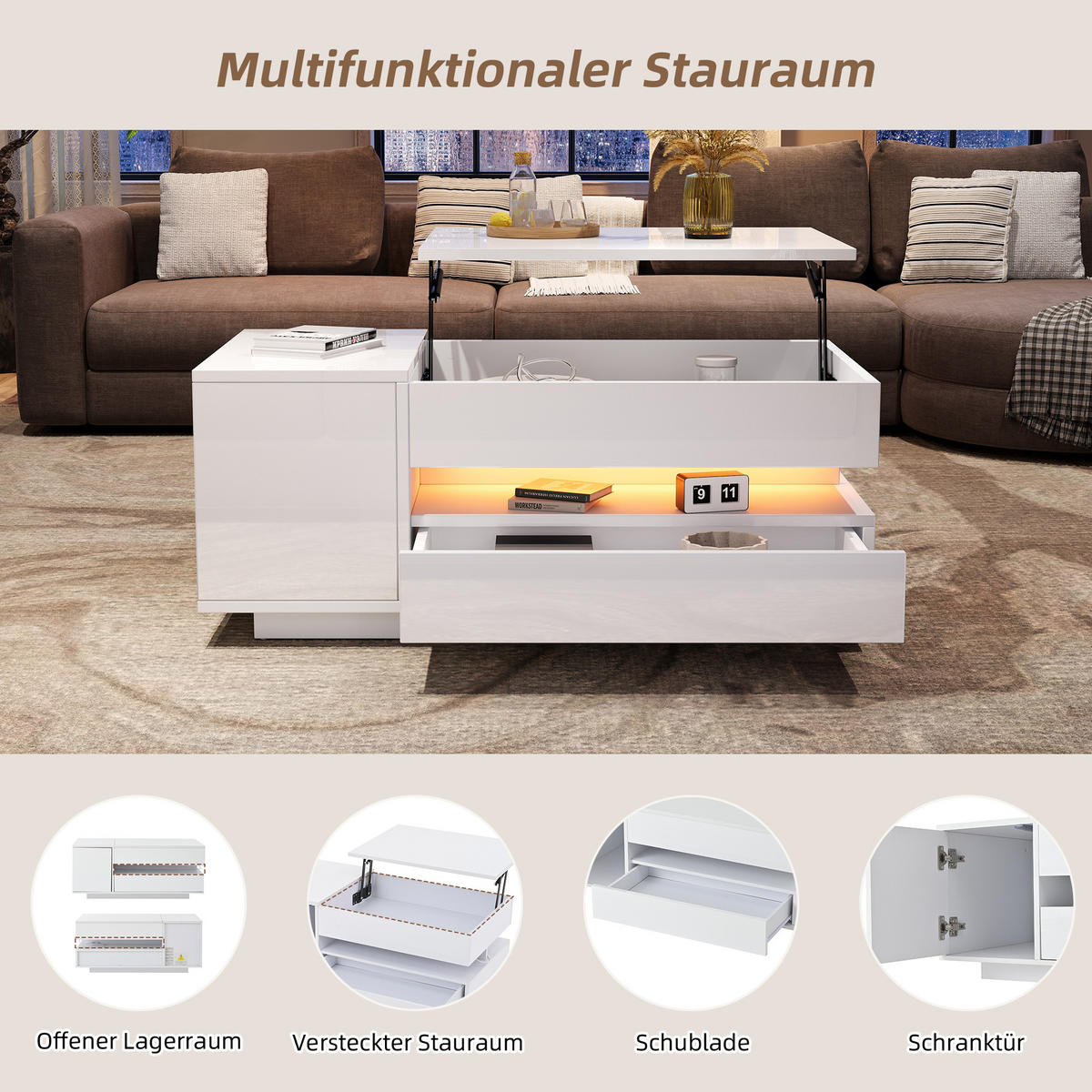 COUCHTISCH Weiß - Weiß, Holzwerkstoff (95/50/34.5cm)