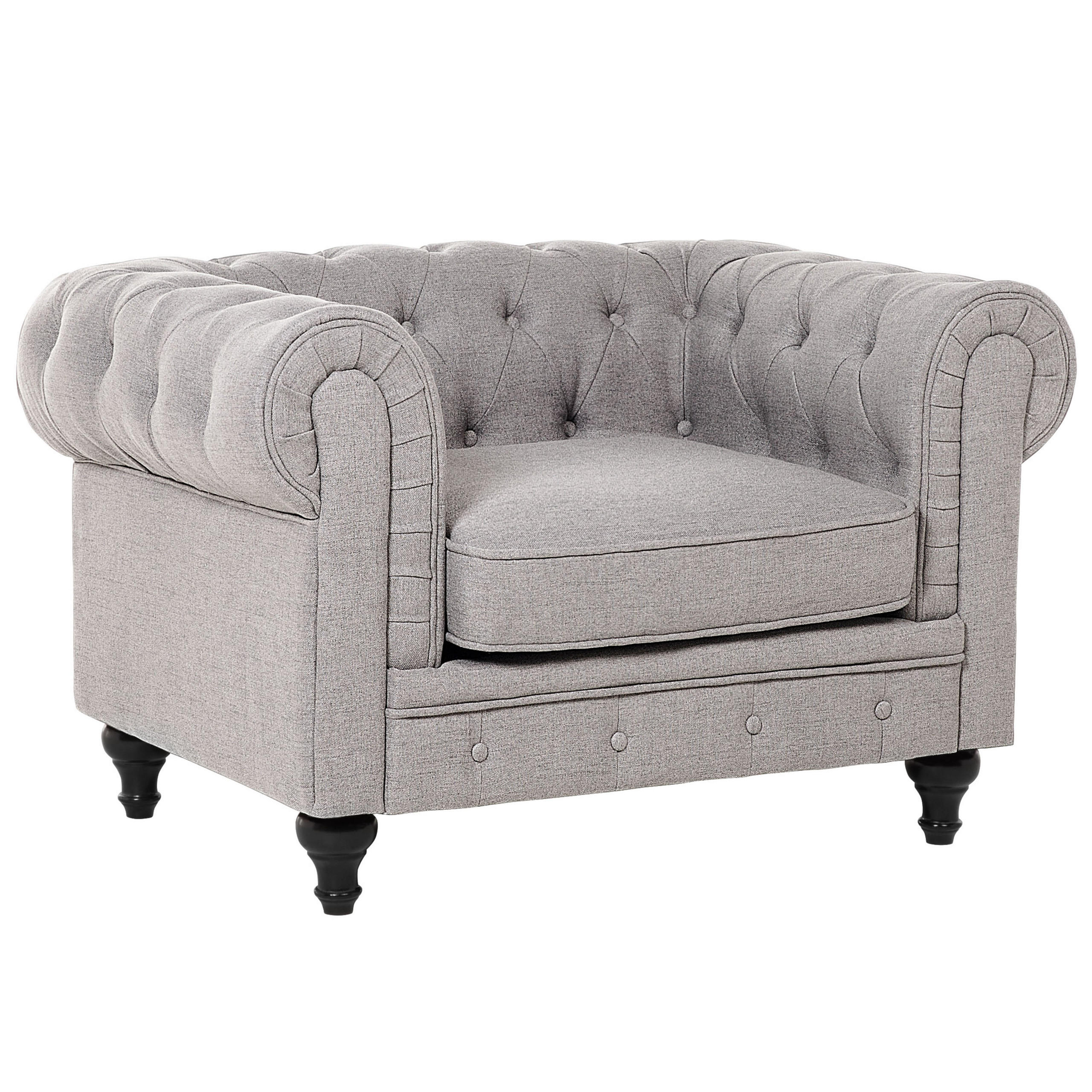 SESSEL Polsterbezug hellgrau Chesterfield - Hellgrau, Textil (110/70/75cm) - Beliani