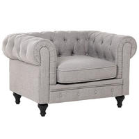 SESSEL Polsterbezug hellgrau Chesterfield - Hellgrau, Textil (110/70/75cm) - Beliani