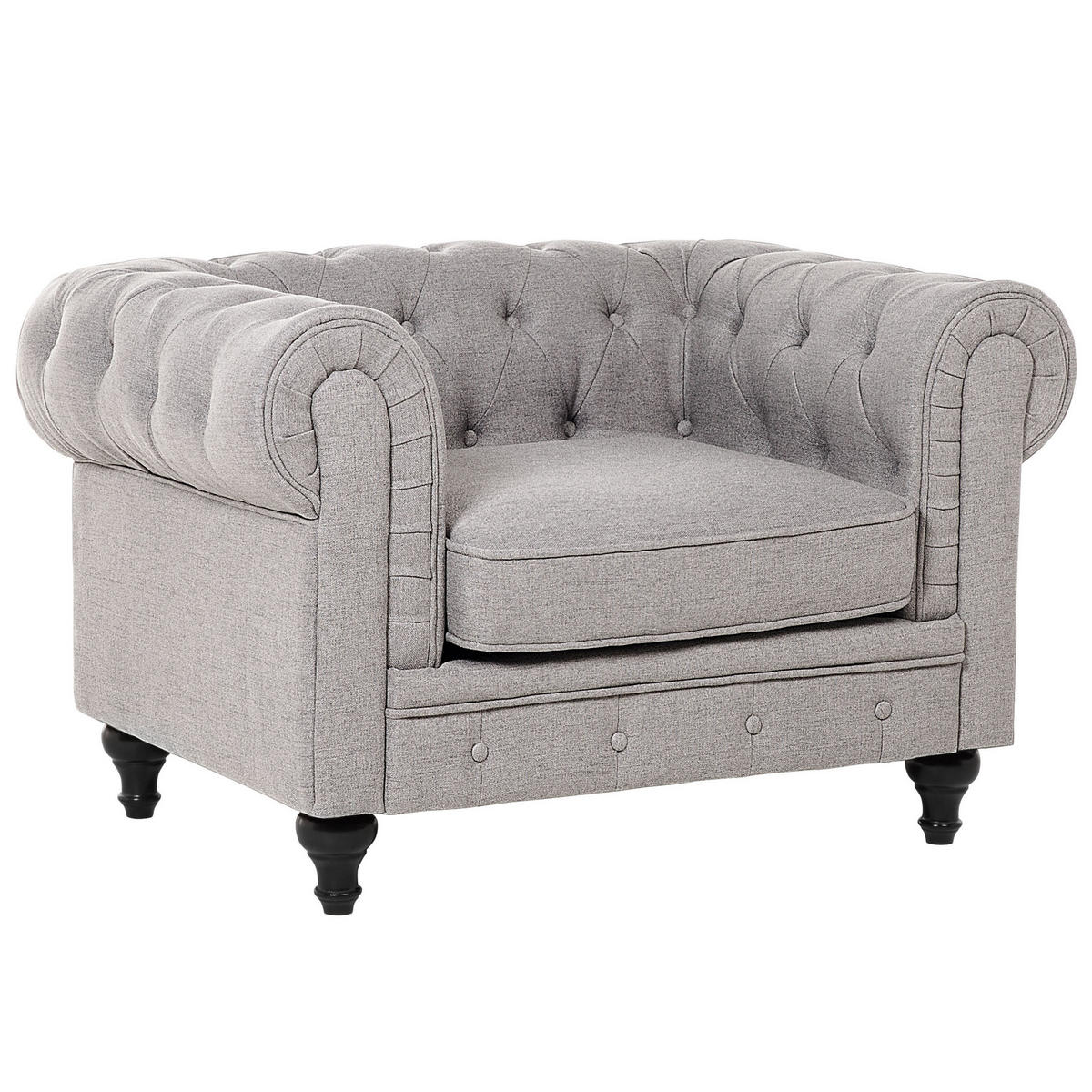 SESSEL Polsterbezug hellgrau Chesterfield - Hellgrau, Textil (110/70/75cm) - Beliani