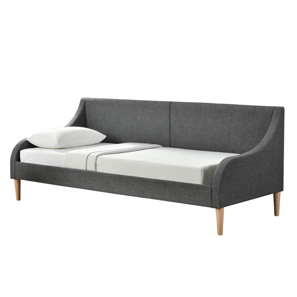 TAGESBETT - Dunkelgrau/Braun, Kunststoff/Textil (90/200cm) - [en.casa]