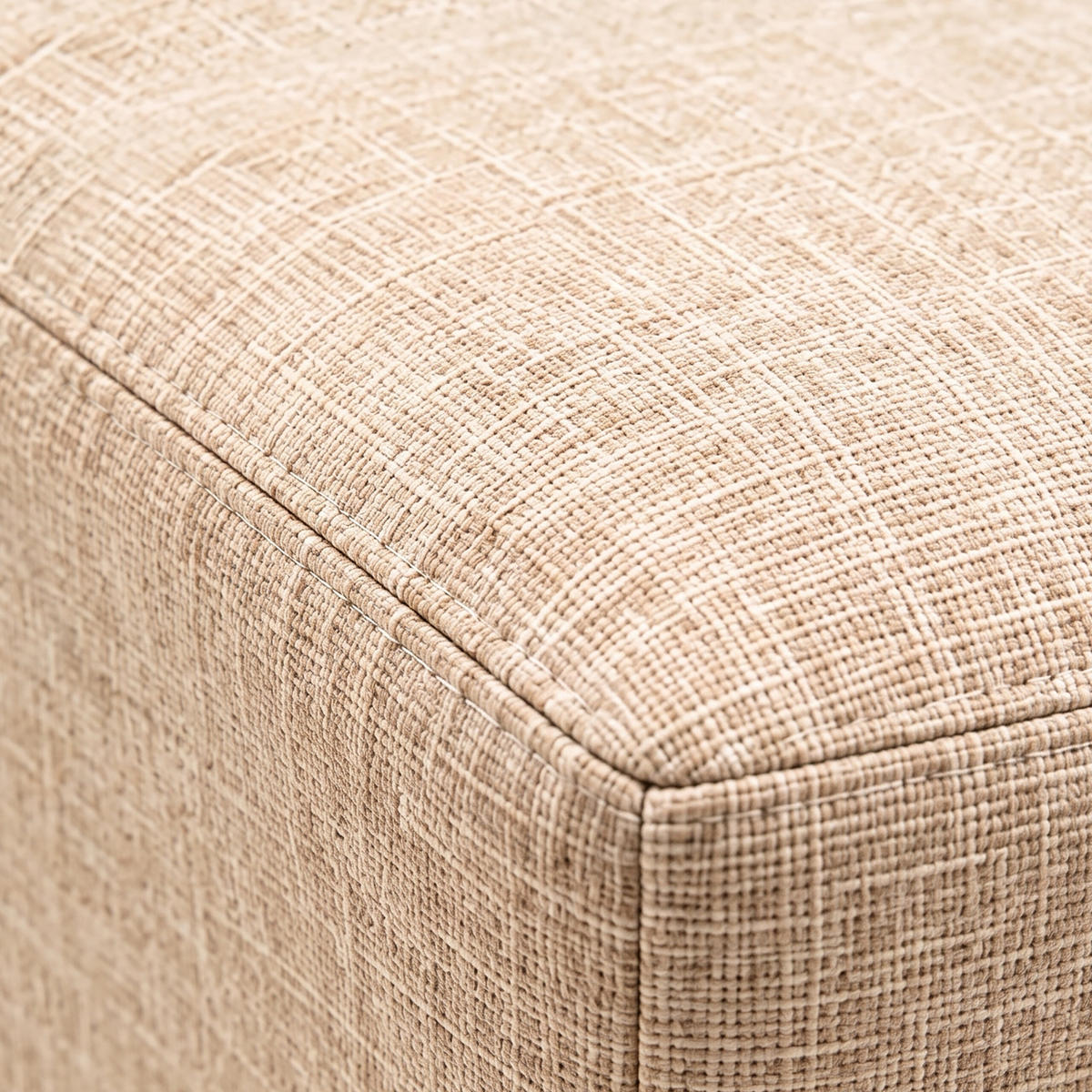 FUSSHOCKER Beige gepolstert Holzfüße - Beige, Holz/Textil (61/42/41cm) - Relaxdays