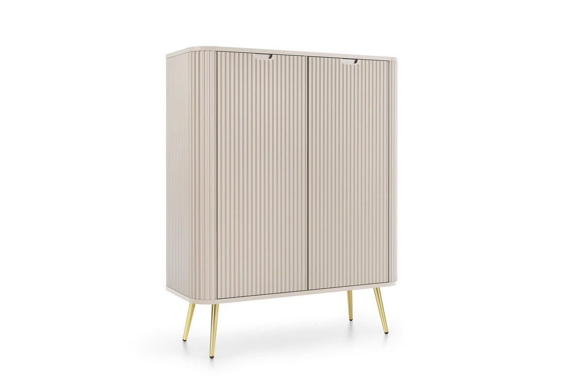 KOMMODE ZOVA - K-103, mit 6-Regalen, Metallfüße 103x39x129 cm CASHMERE - Goldfarben/Schwarz, Holzwerkstoff/Kunststoff (103/129/39cm) - DomoHome