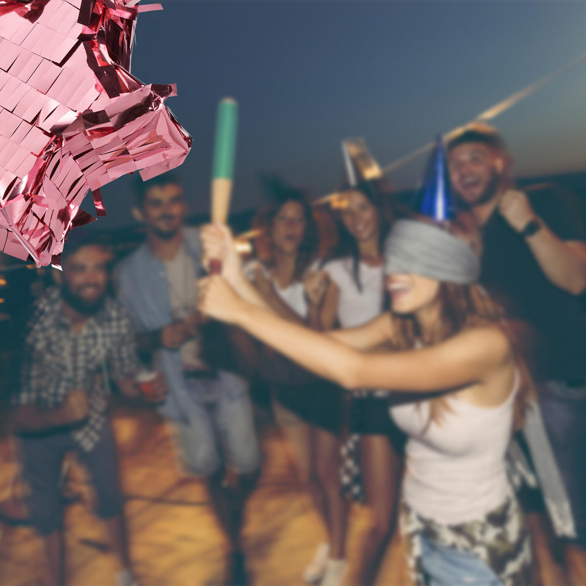 MINI-PINATA - Rosa, Papier/Wellpappe (12/12/4cm) - Relaxdays