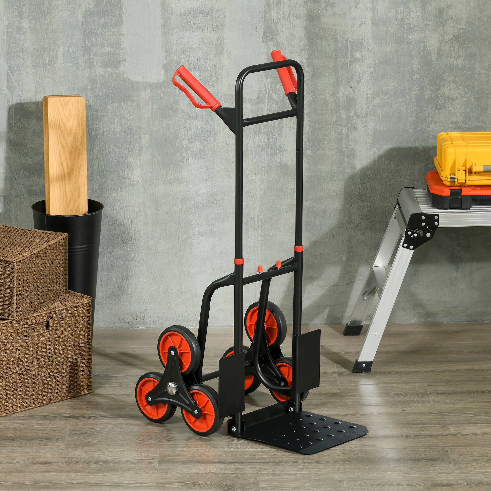 TREPPENSTEIGER Griff höhenverstellbar 120 kg Sackkarre Transportkarre Klappbar - Schwarz, Metall (45/109/60cm) - DURHAND