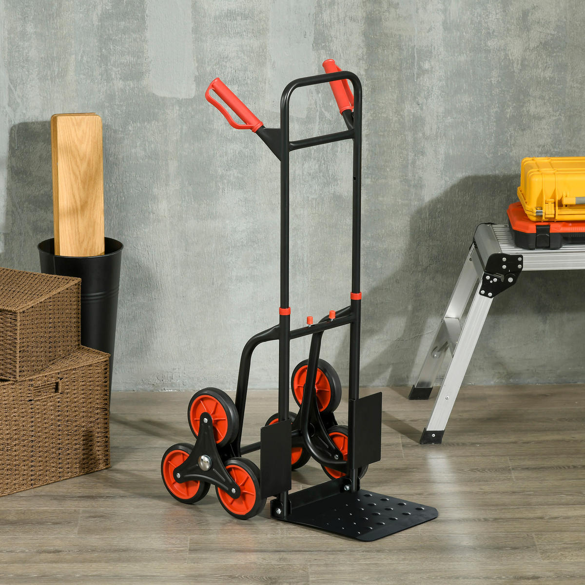 TREPPENSTEIGER Griff höhenverstellbar 120 kg Sackkarre Transportkarre Klappbar - Schwarz, Metall (45/109/60cm) - DURHAND