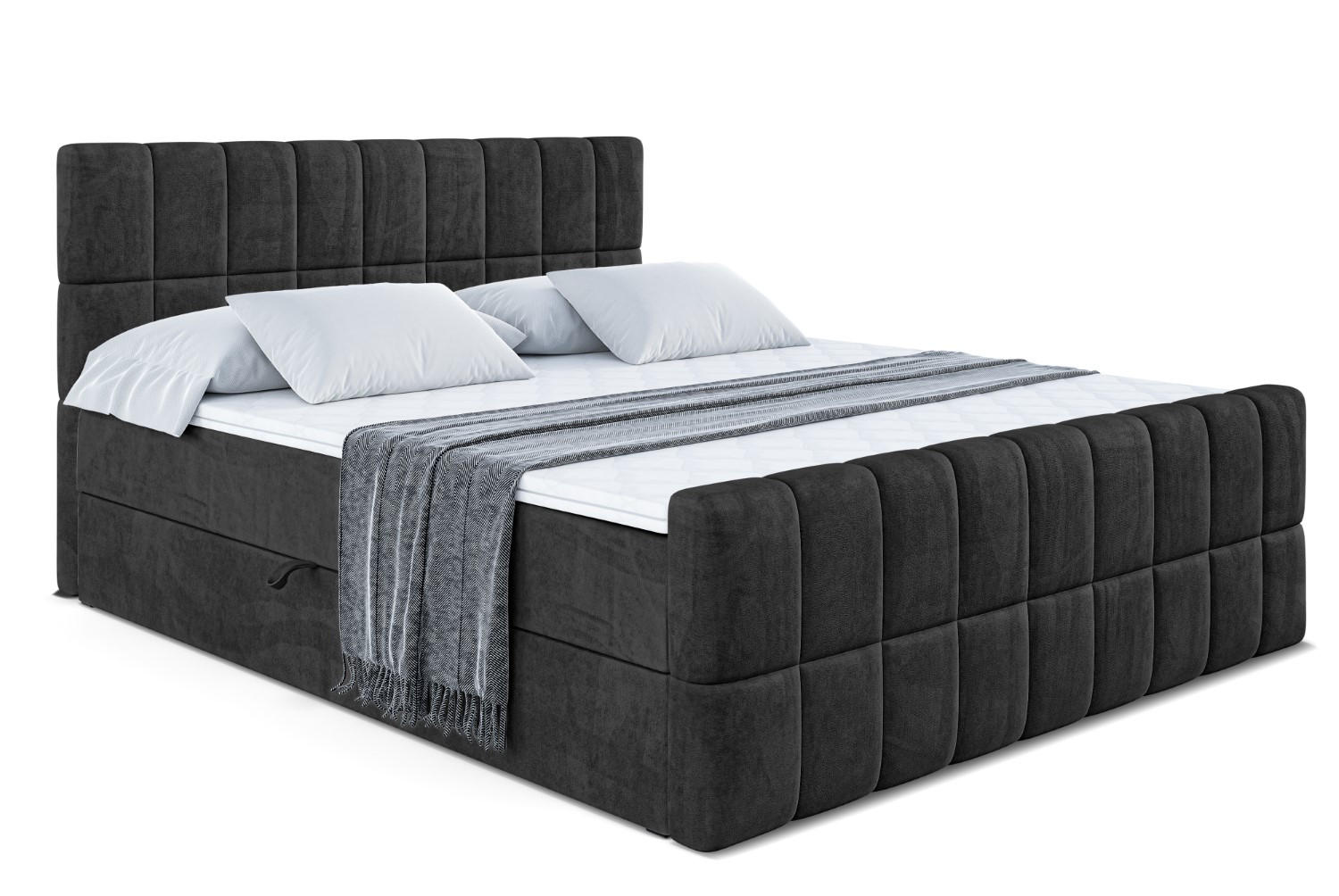 BOXBETT MIAMI-Z - 160x200 cm - H3 - Schwarz - Schwarz, Holzwerkstoff (160/200cm) - ALTDECOR
