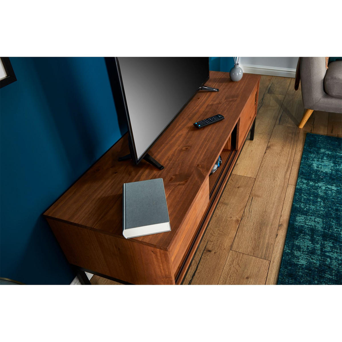 LOWBOARD SELMA - Dunkelbraun, Holz (145/47/47cm) - IDIMEX