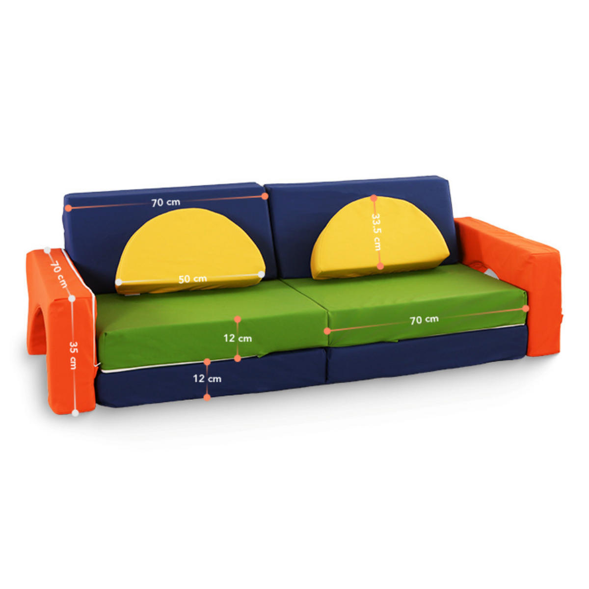SPIELCOUCH - Sofa für Kinder - Multicolor, Leder (168/55/73cm) - KomfortKissen