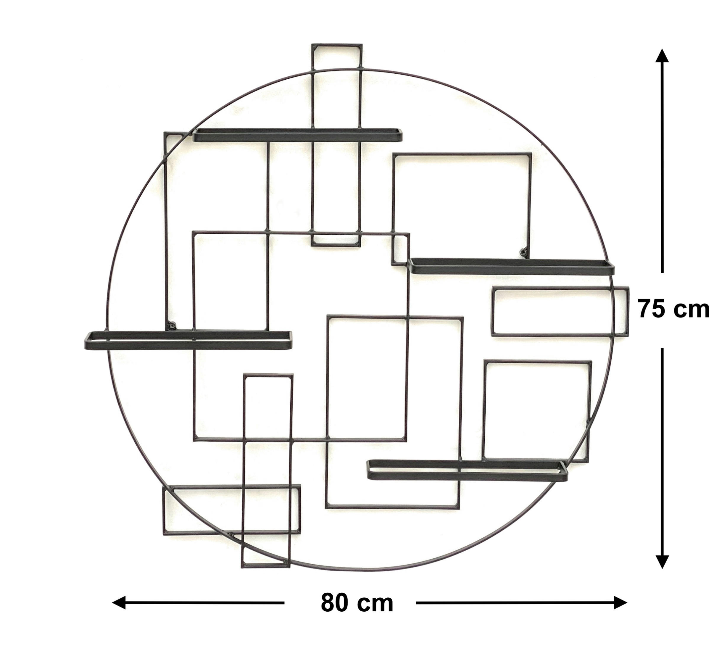 WEINREGAL für 4 Flaschen 80 cm Wand Metall Schwarz "Pi4" - Schwarz, Metall (80/75/10cm) - DanDiBo