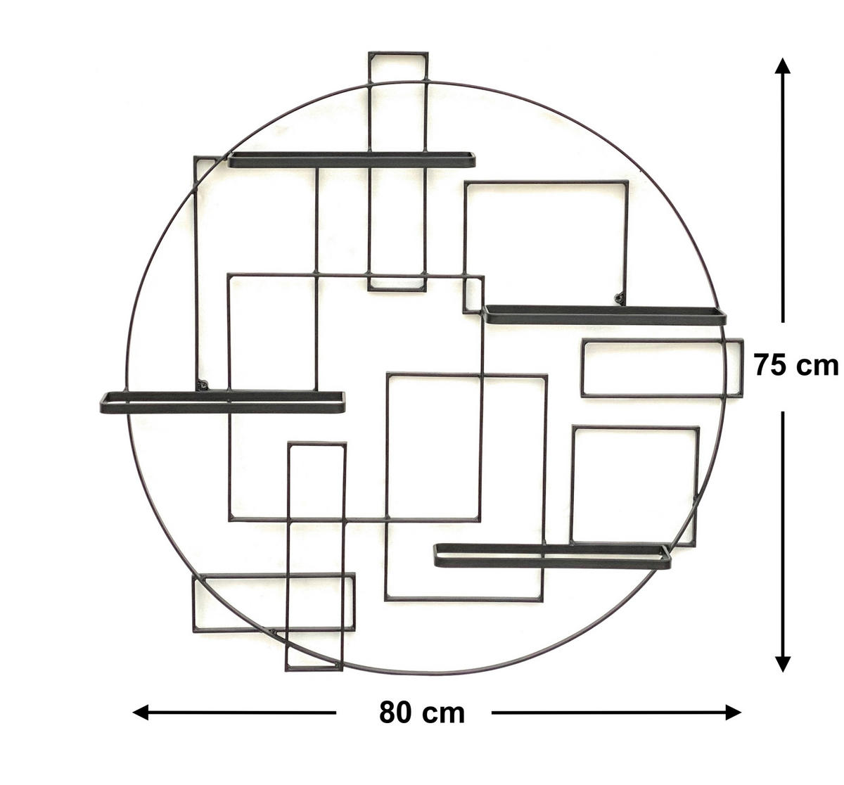 WEINREGAL für 4 Flaschen 80 cm Wand Metall Schwarz "Pi4" - Schwarz, Metall (80/75/10cm) - DanDiBo