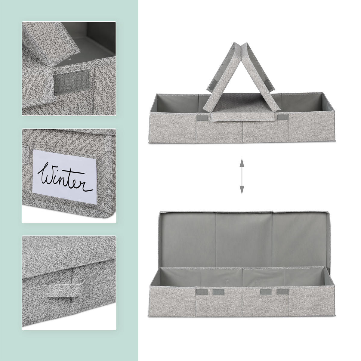 2XPODPOSTELOVÝ box - sivá, plast/vlnitá lepenka - Relaxdays