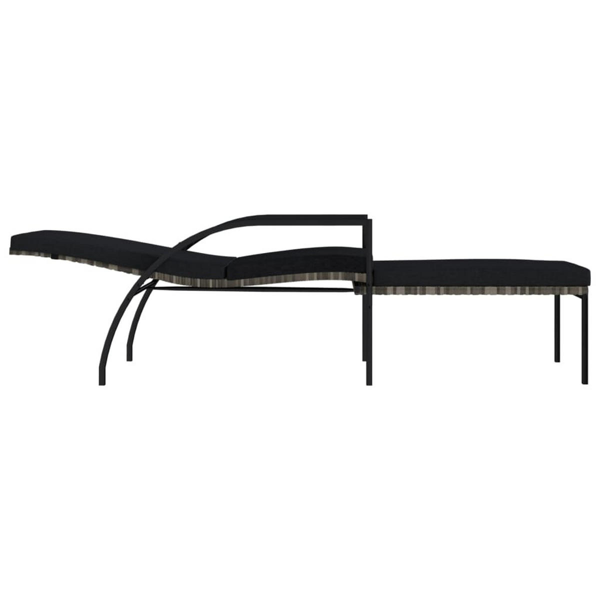 SONNENLIEGEN 2er set Mit Fusshocker Pe-Rattan Grau - Grau, Kunststoff (60/102/195cm) - vidaXL