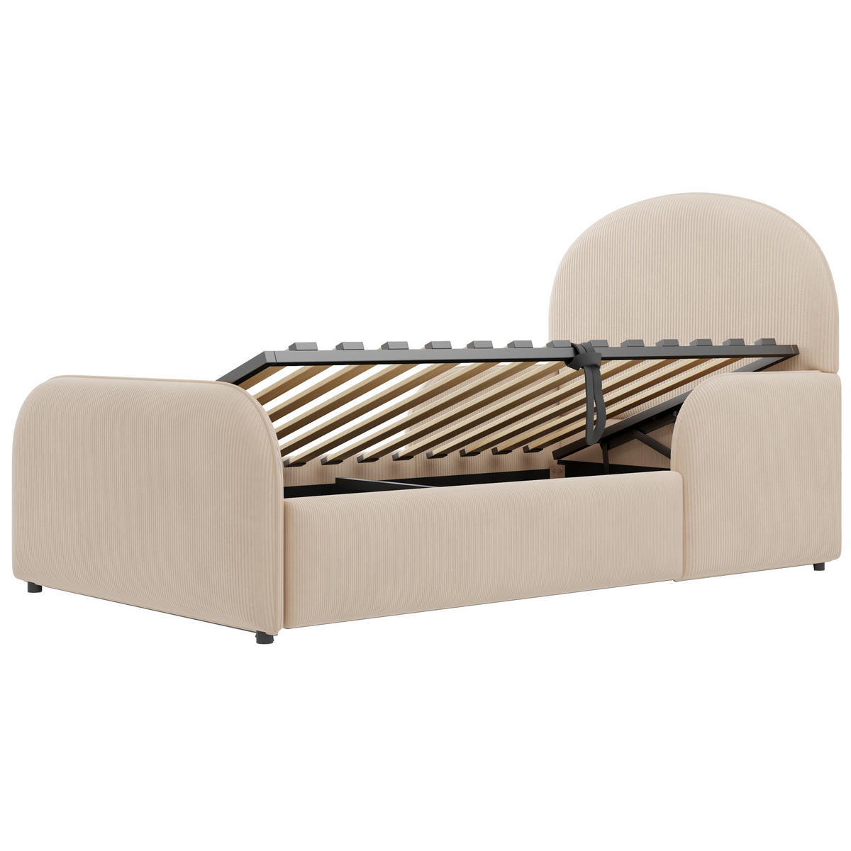 KINDERBETT mit Stauraum 90x200 cm Samt Beige - Beige, Metall (90/200cm) - Meubliv