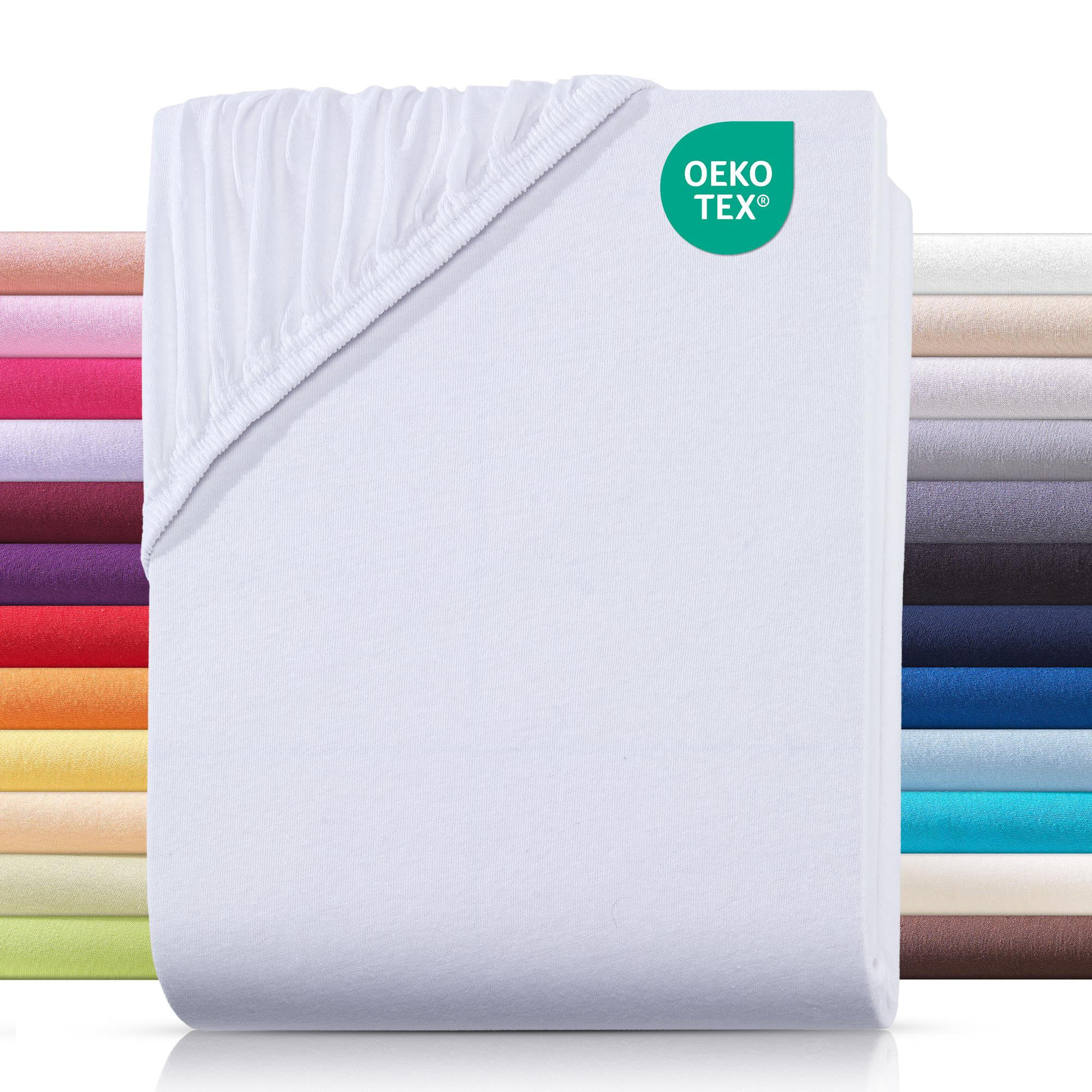 JERSEY-SPANNBETTLAKEN 130x200 cm aus 100% Baumwolle, Bettlaken Weiß Uni - Weiß, Textil (130/200cm) - Carpe Sonno