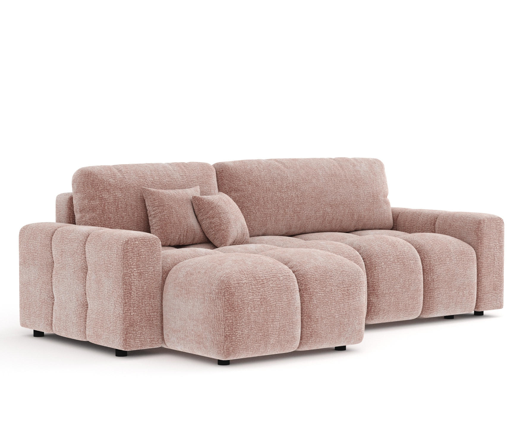 ECKSOFA MIT SCHLAFFUNKTION Ucci Rosa Chenille - Schwarz/Rosa, Holz/Holzwerkstoff (233/142cm) - Maison de Reve