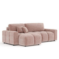ECKSOFA MIT SCHLAFFUNKTION Ucci Rosa Chenille - Schwarz/Rosa, Holz/Holzwerkstoff (233/142cm) - Maison de Reve