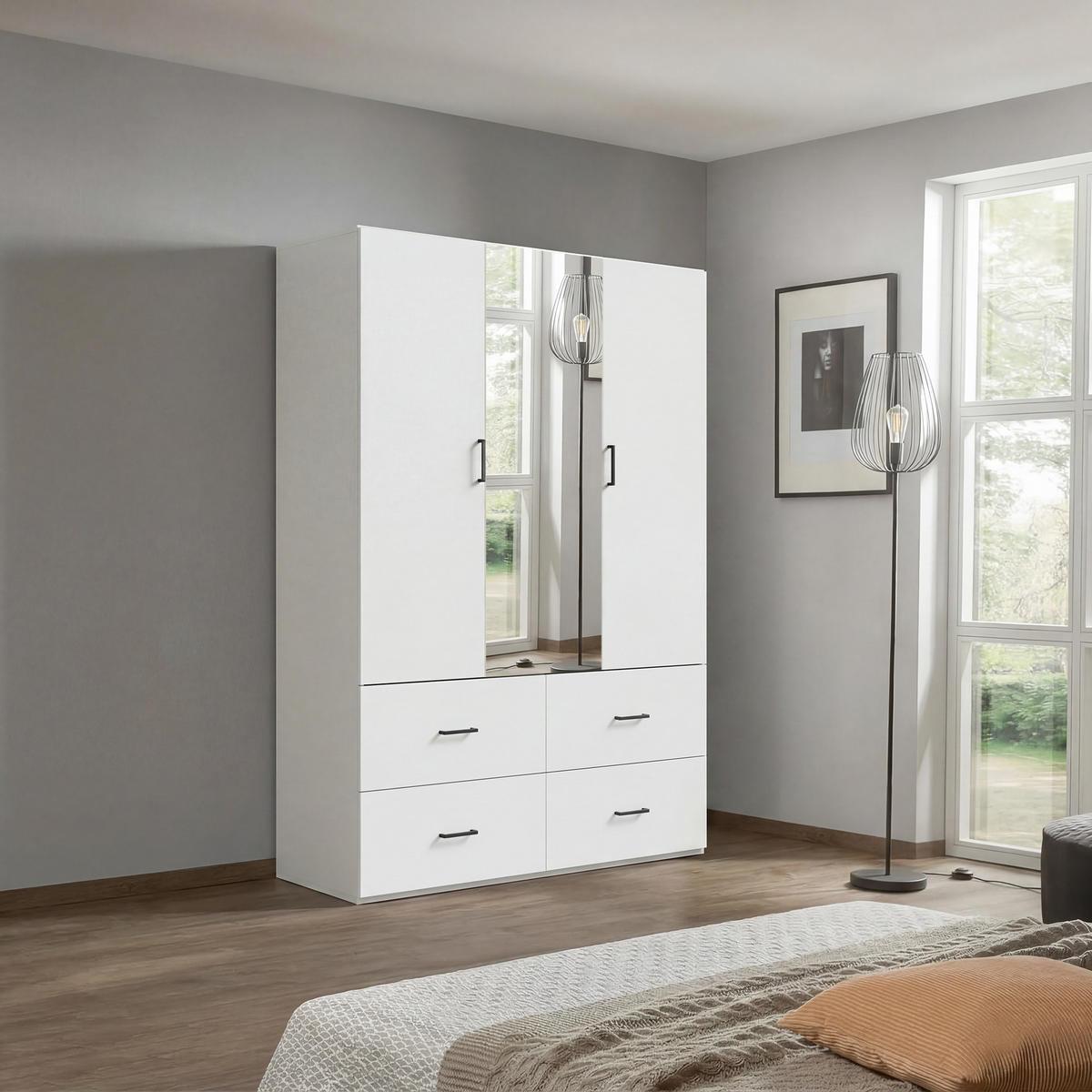 KLEIDERSCHRANK 130x52x182cm mit Kleiderstangen & Stauraum - Weiß, Holzwerkstoff (51.8/181.5/130cm) - SHOPENTRA