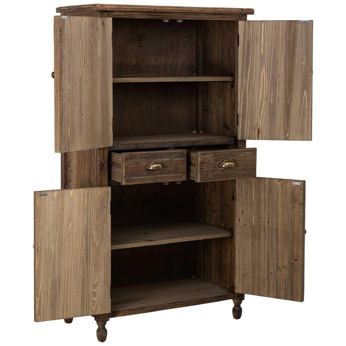 HOLZKLEIDERSCHRANK mit 4 türen und 2 schubladen 90x45x160 cm - Braun, Holz (90/160/45cm) - Wanderlust