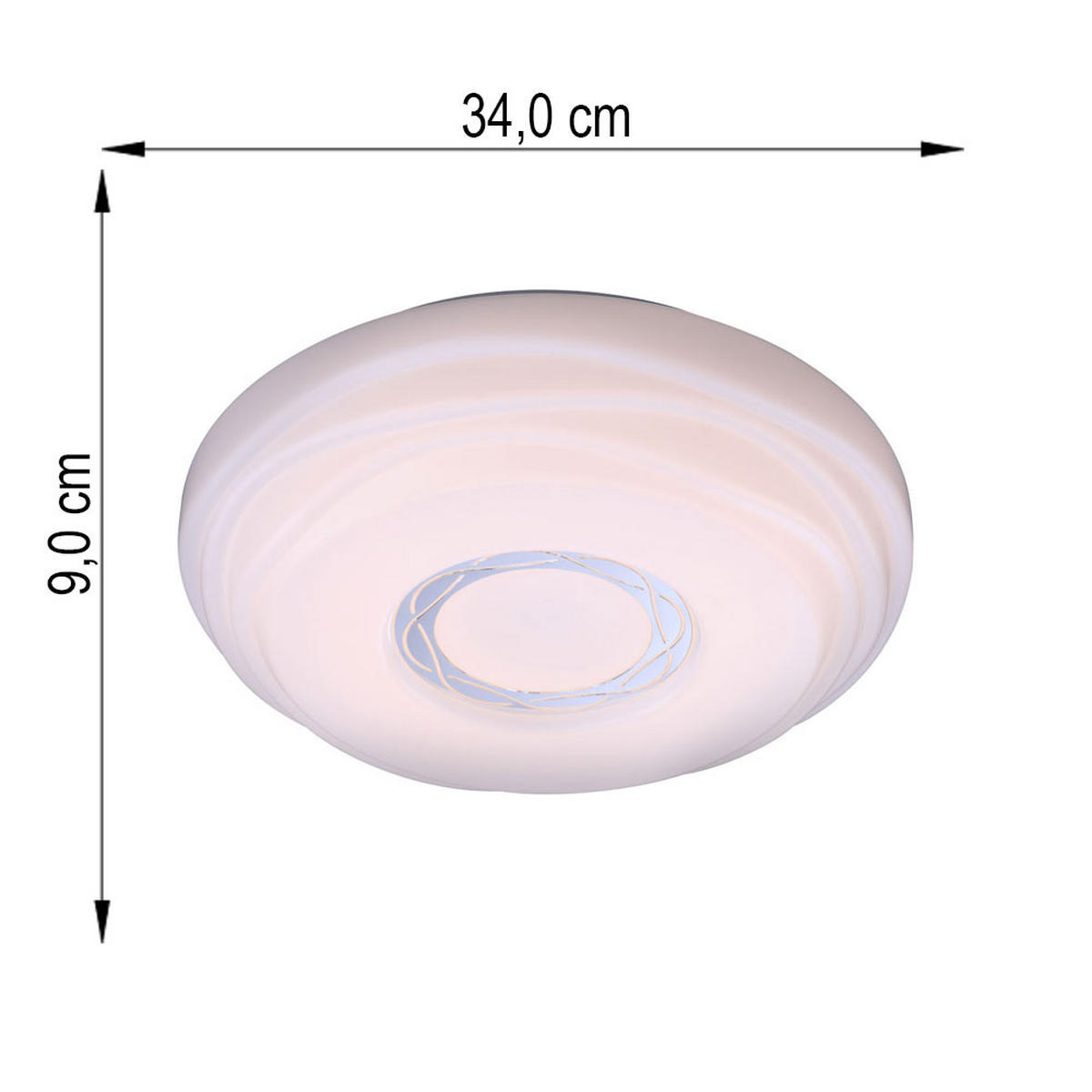 LED DECKENLEUCHTE Metall Weiß MALIK - Weiß, Metall (34/34/9cm) - Globo Lighting