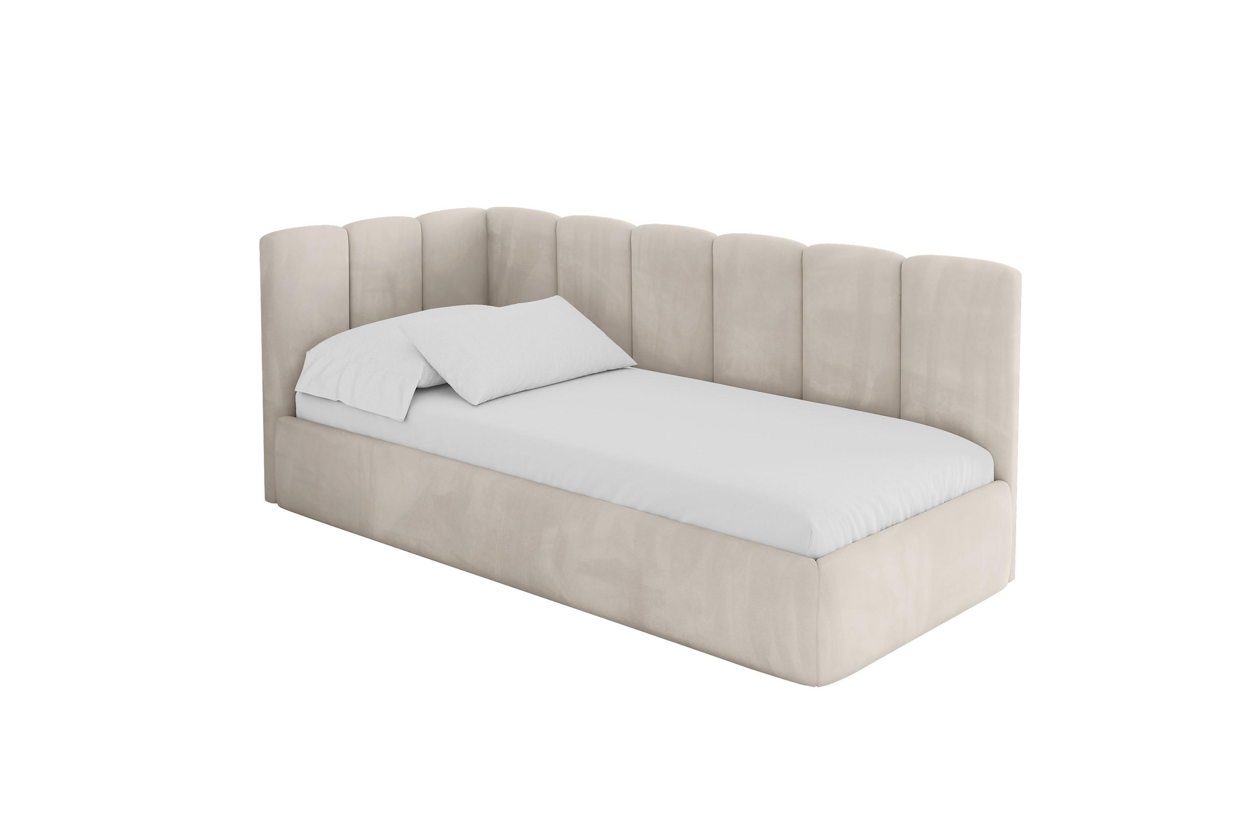 EINZELLBETT Jugendbett mit Bettkasten und Matratze H3/H4, Rechts - DEXY 90x200 Beige - Sandfarben, Holzwerkstoff/Textil (90/200cm) - ALTDECOR