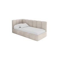 EINZELLBETT Jugendbett mit Bettkasten und Matratze H3/H4, Rechts - DEXY 80x200 Beige - Sandfarben, Holzwerkstoff/Textil (80/200cm) - ALTDECOR